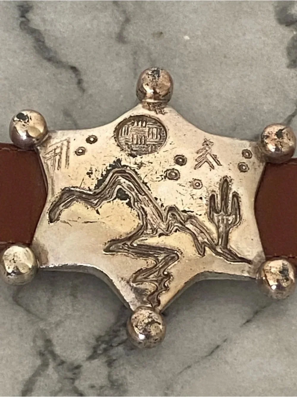 Vintage Justin Heavy Concho Cowboy Belt STAMPED RARE FIND
